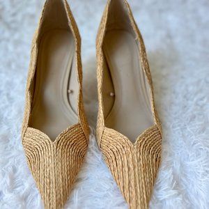 Zara Raffia woven kitten heel pumps